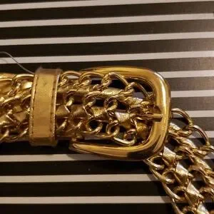 80\'s Gold Tone Metal Sheer Mesh Chain Woven Retro Boho Shimmer Belt M Source Unknown | Accessories | 8s Gold Tone Metal Sheer Mesh  main image 3